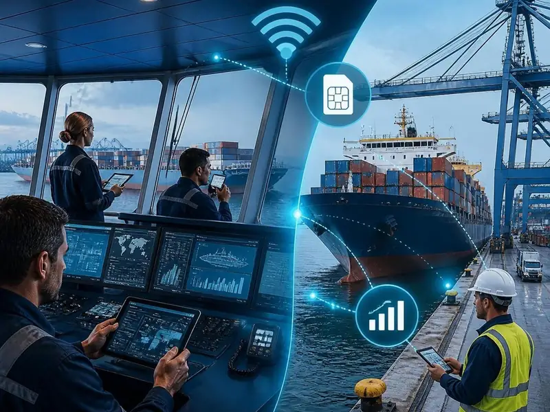 Équipage connecté à bord et sur le quai : Wi-Fi, cartes SIM et data pendant l'escale